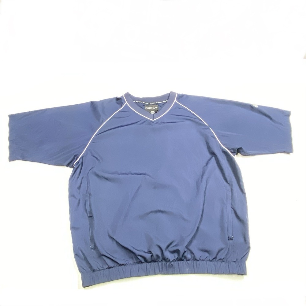 FootJoy Golf Shirt Mens XL Navy V Neck Short Sleeve Cover Up Windbreaker - Picture 1 of 9